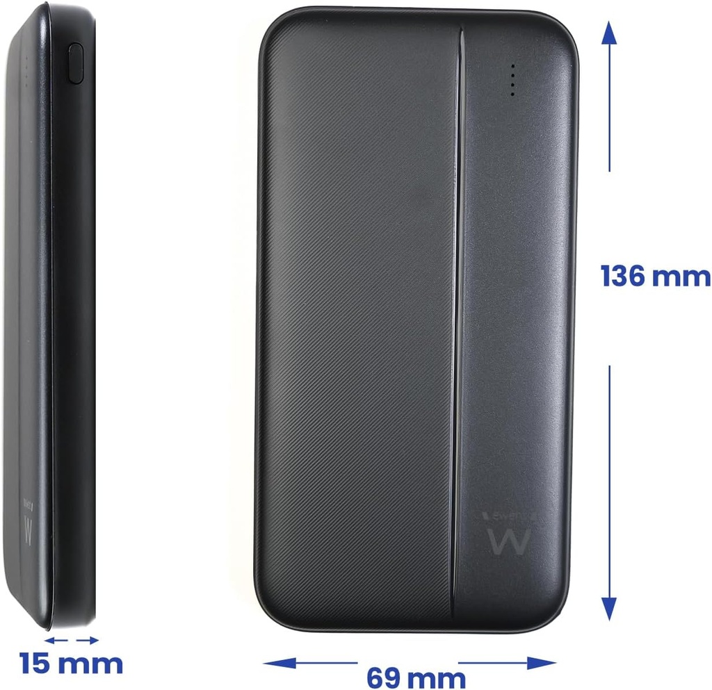 Power bank slim 10000mAh carga rápida Ewent. Mod. EW1161