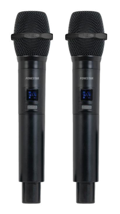 Micrófono de mano inalámbrico doble UHF Fonestar. Mod. SONAIR-2N