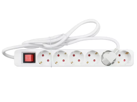 Base múltiple 6 tomas con interruptor luminoso 1.5 metros. Mod. TMUAD506S