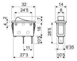 Interruptor basculante OFF-ON luminoso verde 16A 250V. Mod. 11.400.IL/NV