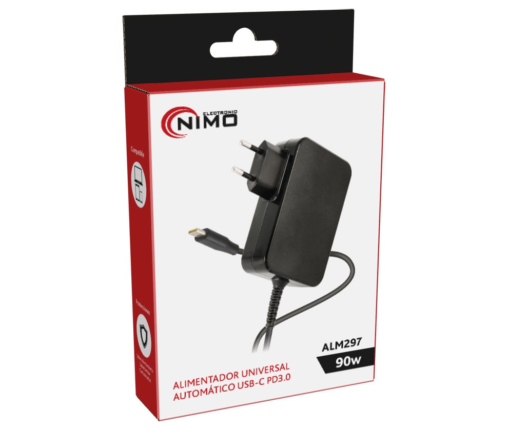 Alimentador automático regulable 5..20V/90W, salida USB-C PD. Mod. ALM297
