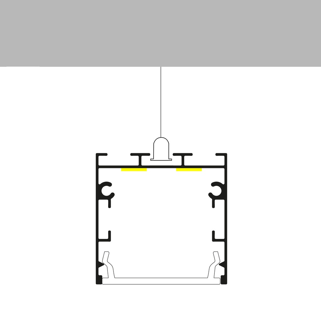 Perfil de Aluminio Fate Lacado Negro - 2 Metros. Mod. LM3786
