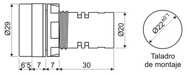 Piloto led azul L600A220AZ 220Vca IP65. Mod. 12760230AZ