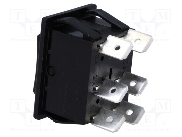 Interruptor basculante 3 pos con retorno (ON)-OFF-(ON) 16A 250VAC. Mod. C1572ALMBB730W