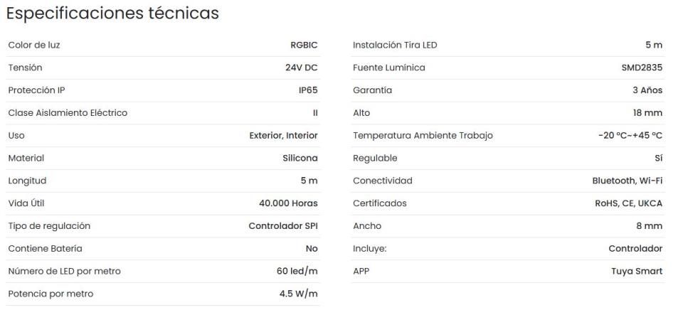 Kit neón LED digital RGB 24V Wifi. Mod. TLRGBKD