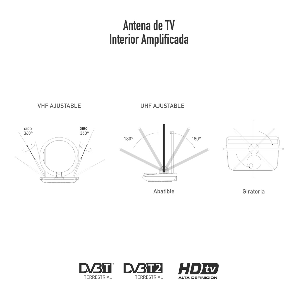 Antena de TV interior amplificada 45dB TME. Mod. TMANT014