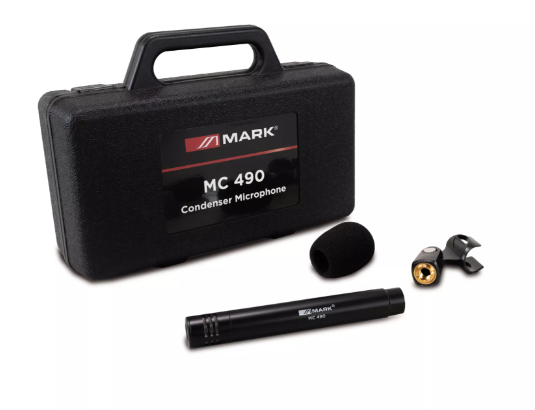 Micrófono de condensador cardioide. Carcasa y rejilla metálicas. Mark. Mod. MC 490