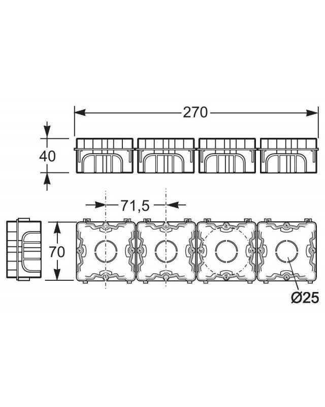 Caja De Empotrar Mecanismos Universal Famatel. Mod. 3102