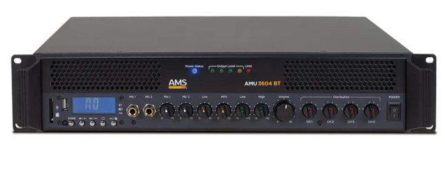 Amplificador mezclador 8/16 Ohm 360W @ L70/100V MP3. USB/Bluetooth/FM/SD AMS