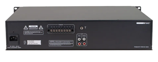 Amplificador mezclador 8/16 Ohm 360W @ L70/100V MP3. USB/Bluetooth/FM/SD AMS