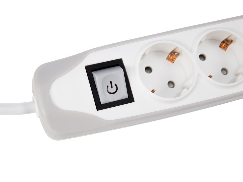 Base múltiple 3 tomas + 2 USB 1.5metros blanca c/interruptor. Mod. EB3CGUSB-G