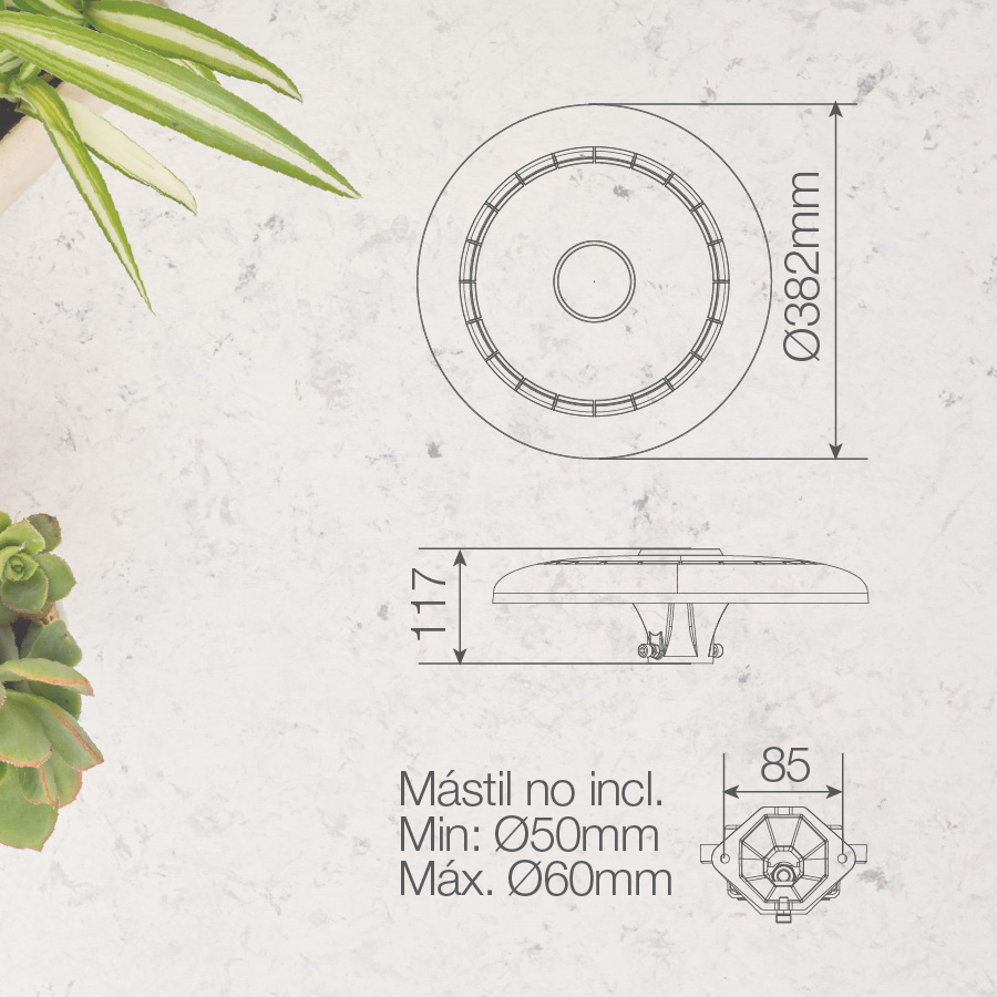 Farola LED Metut 80W 6500K IP65 - Pro Line. Mod. 201600008