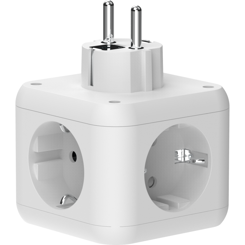 Adaptador regleta Cubo 3 tomas + 4 USB 5V/3.4V. Mod. 37400120