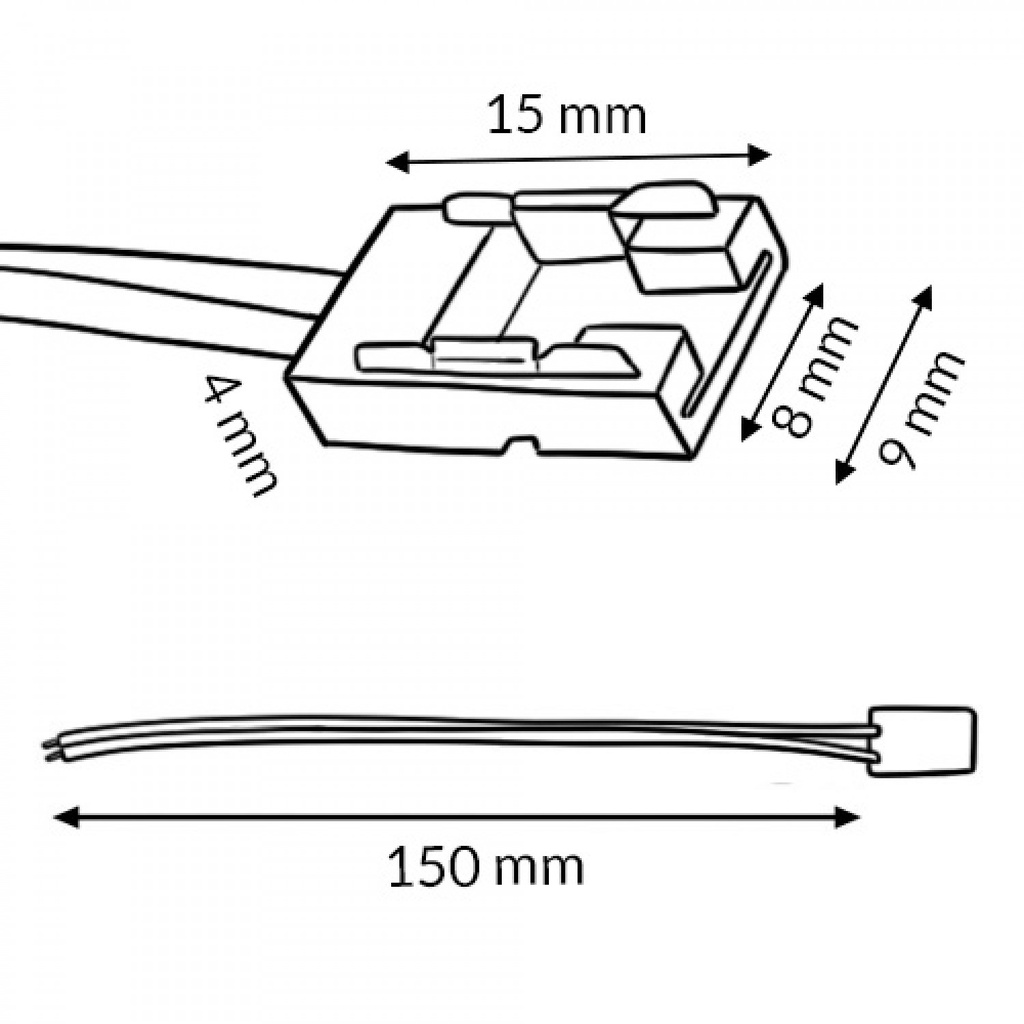 Conector Con Cable Para Tira Led 8Mm 12V/24V 2 Pin. Mod. LM2933