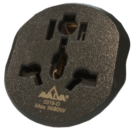 Adaptador clavija europea macho a universal hembra. Mod. 0319-D