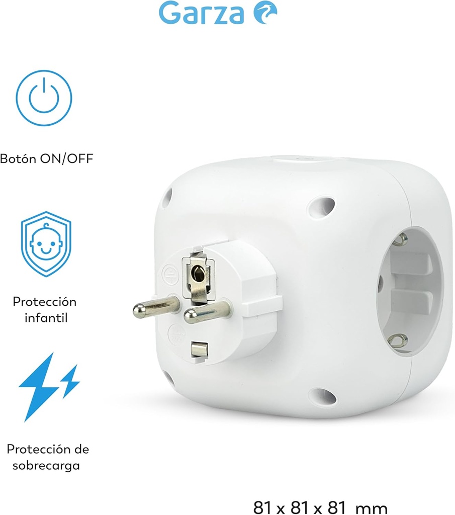 Adaptador enchufe 3 tomas 2USB+USB C Kubo Garza. Mod. 420063C