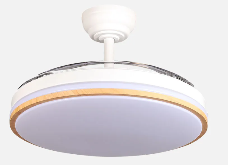 Ventilador techo aspas retráctiles 60W blanco/haya. Mod. RELAMPAGO
