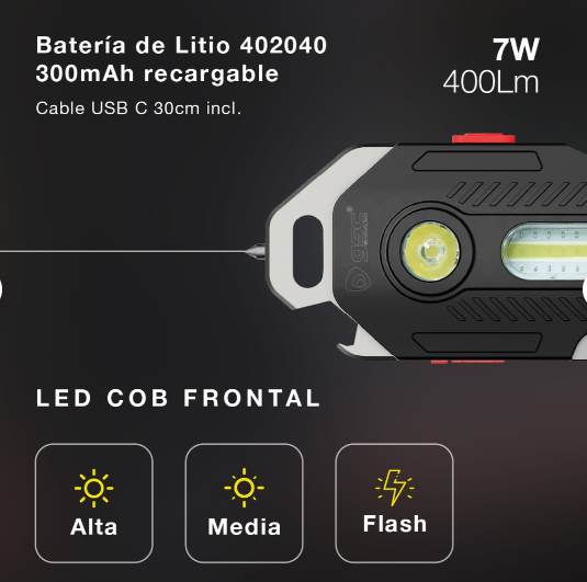 Linterna LED COB de seguridad 10W. Mod. 201825025