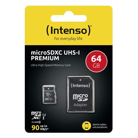 Tarjeta de memoria micro SD de 64 GB UHS-I CL10 Intenso. Mod. 3423490
