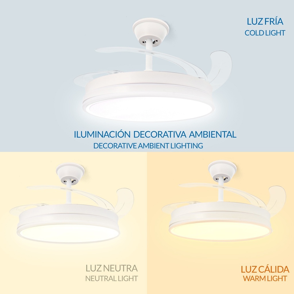 Ventilador de Techo Led White Olga Plus App ø107 Cm. Mod. LM8867