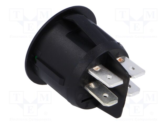 Interruptor redondo verde OFF-ON 10A 250VAC. Mod. R13244B02G