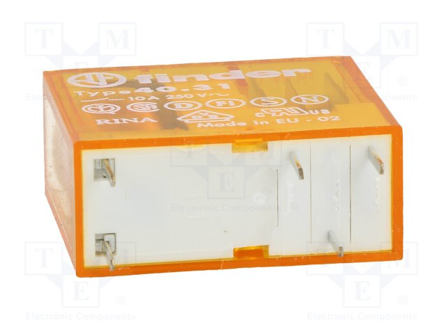 Relé electromagnético FINDER SPDT 230VCA 10A/250VAC 28kΩ. Mod. 40.31.8.230.0000