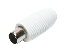 Conector Macho TV Ø 9,5 mm recto. Blanco. Mod. 0120-B