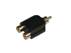 Conector Adaptador macho RCA a 2 Hembras RCA. Mod. 13680