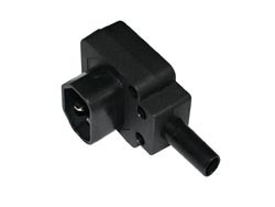 Conector Clavija macho aérea acodada IEC320/CEE22. Desmontable. 10A./250V. Mod. 0417-C