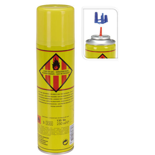 Recarga de gas para encendedores mecheros 250+50ml. Mod. 90904