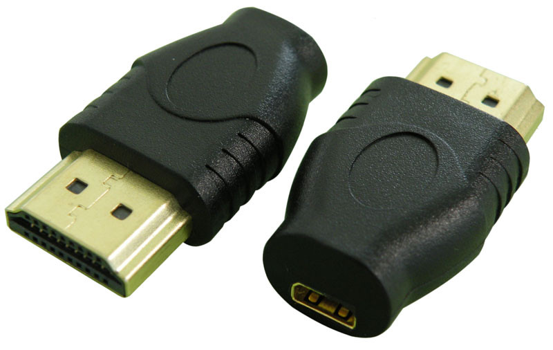 Adaptador HDMI MICRO HEMBRA a HDMI A MACHO, DORADO. Mod. 0821