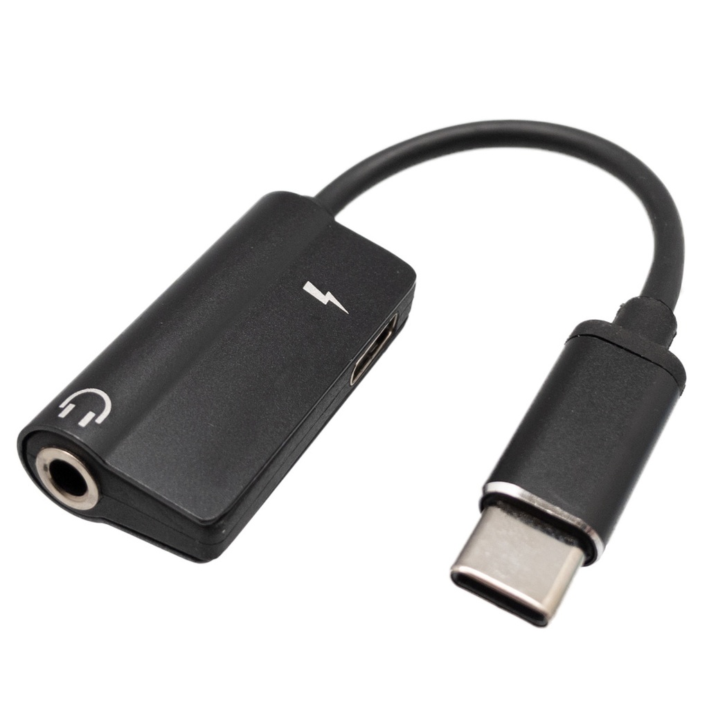Adaptador USB-C a USB-C + Jack 3.5mm, audio + carga. Mod. 0848