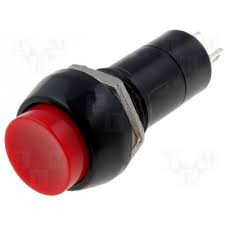Pulsador redondo roscado circuito abierto 2A./250V. Rojo. Mod. 0935-R