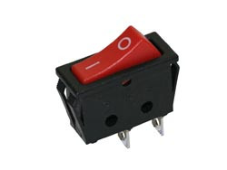 Interruptor unipolar luminoso 16(6)A./250V. Caja negra, botón rojo. Mod. 0954
