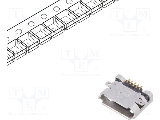 Conector hembra USB B micro PCB SMT PIN:5 horizontales. Mod. 10118192-0001LF/C