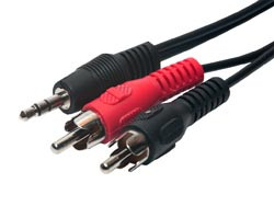 Conexión Audio. Jack macho Ø3,5mm. Estéreo a Dos RCA Machos. Longitud 10 m. Mod. 192910