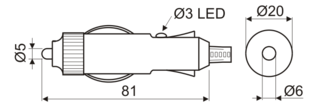 Conector enchufable a base encendedor eléctrico automóvil 12V - 24V Electro DH. Con fusible. Mod. 10.209/F/P