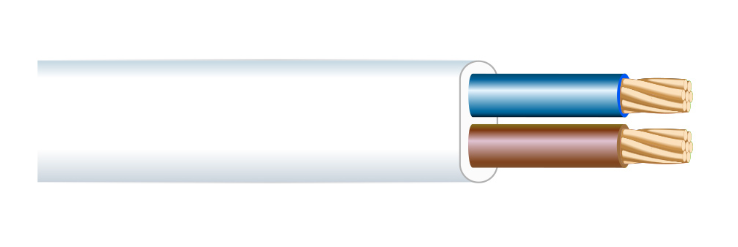 Manguera plana 2x1mm blanca flexible H05 VV-F metro. Mod. MP2X1