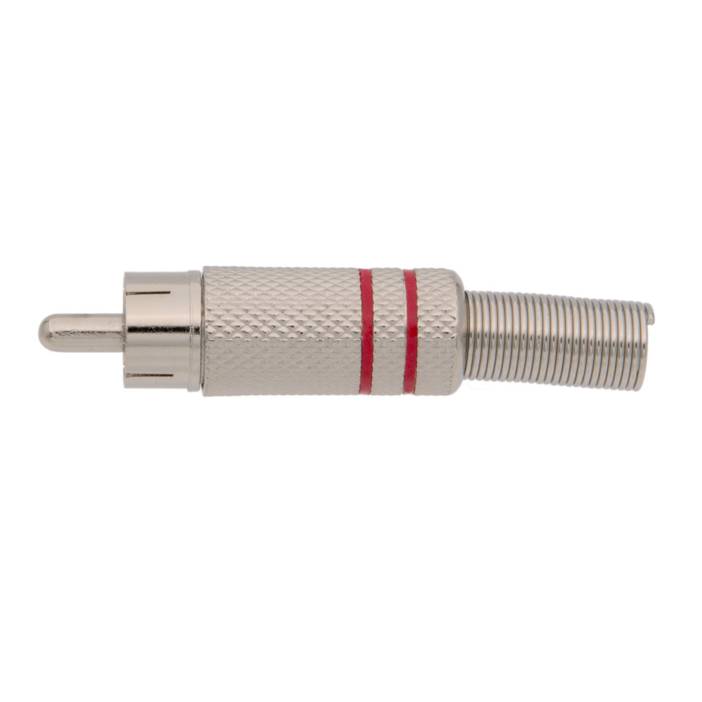 [AU7000014] Conector RCA macho aéreo níquel rojo 6mm. Mod. 1022