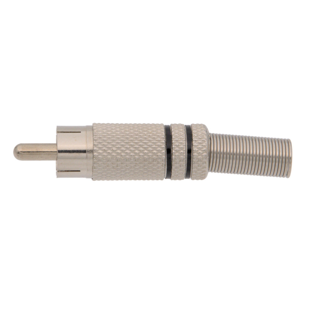 [AU7000013] Conector RCA macho aéreo níquel negro 6mm. Mod. 1023