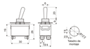 Interruptor palanca bipolar tornillo ON-OFF 10A 250VAC. Mod. TSP201AAA1