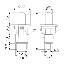 Interruptor pulsador de puerta empotrable ON-(OFF). Mod. CO5610