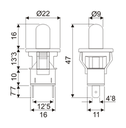 Interruptor pulsador de puerta empotrable ON-(OFF). Mod. CO5610