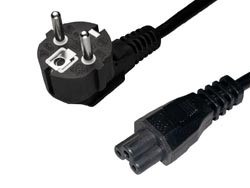 Conexión Red informática Clavija Schuko a conector Hembra tipo C5 (3 lóbulos). Longitud: 1,8 m. Mod. WIR053