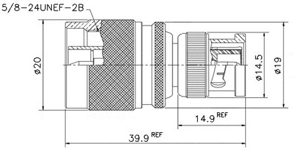 [1221ELG] Adaptador N MACHO a BNC MACHO. Mod. 1221