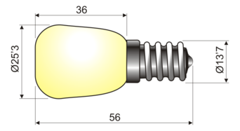 [1264025EDH] Lamparita a rosca E14 230 V 25 W Electro DH. Para iluminación de frigoríficos y escaparates Mod. 12.640/25