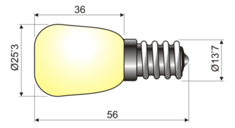 Lamparita a rosca E14 230 V 25 W Electro DH. Para iluminación de frigoríficos y escaparates Mod. 12.640/25