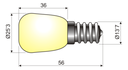 Lamparita a rosca E14 230 V 25 W Electro DH. Para iluminación de frigoríficos y escaparates Mod. 12.640/25