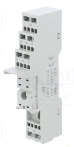 Base zócalo relé 8 pin carril DIN 10A 250V. Mod. 14FF-2Z-C4