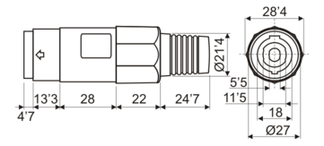 Conector speakon aéreo hembra 4 polos. Mod. 15.062/4